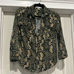 H & M Snakeskin print button up top